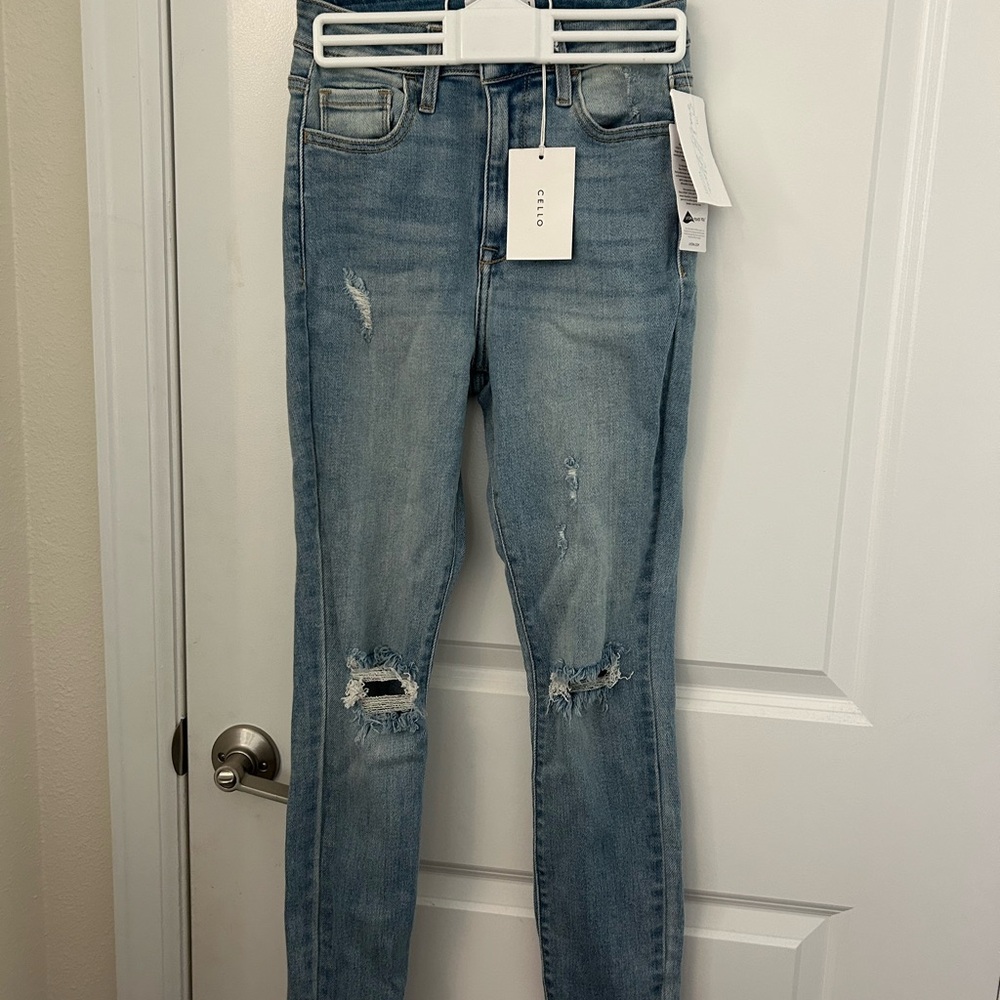Cello Light Blue Distressed Skinny Jeans